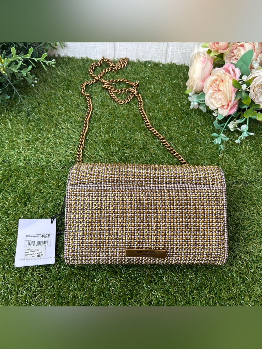 Kurt Geiger Kensington Beige Crystal Cross Body Bag  new/ dust bag - Picture 11 of 16